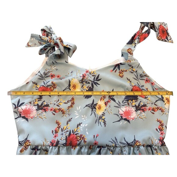 Floral Tropical Boho  Dress Spring Summer Tie Sleeve Size Large - Picture 6 of 8
